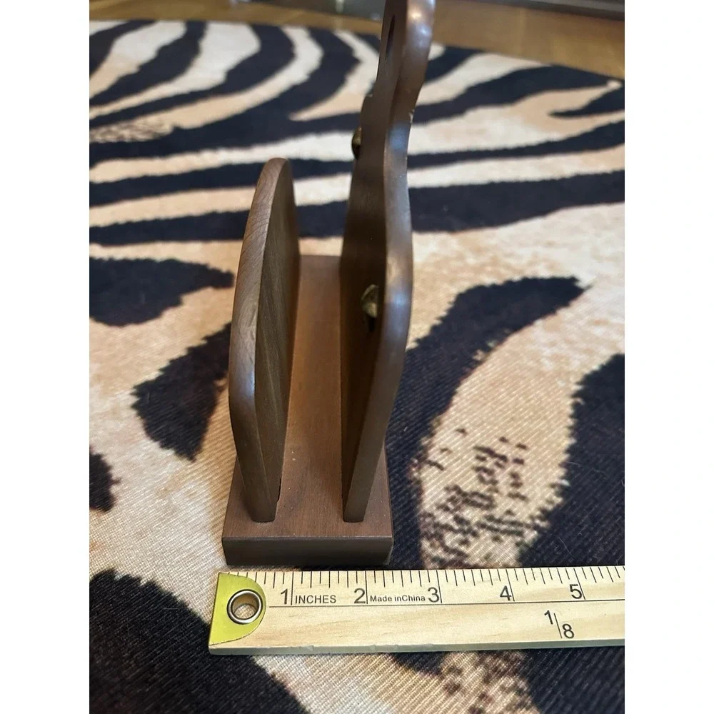 Vintage Mid century Eagle Wooden‎ Brass Letter Recipe Napkin Holder